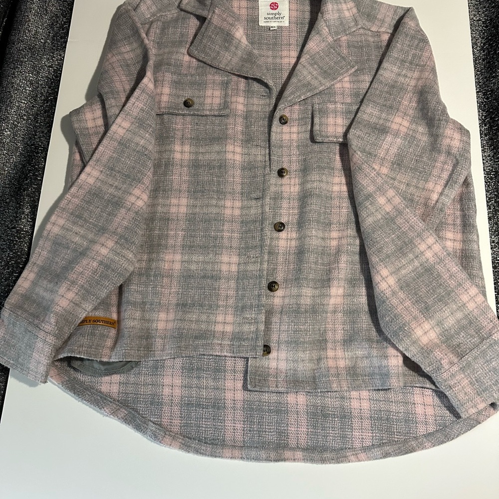 Simply Southern Pink and Gray Plaid Jacket